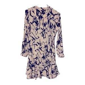 White house black market black and white long sleeve dress